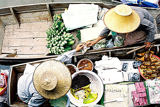 水上市场,古老,隐藏,手掌,果园,地区,省,上方,世纪,泰国,六月,2000年