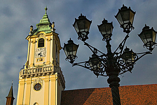 老市政厅,路灯,布拉迪斯拉瓦,斯洛伐克