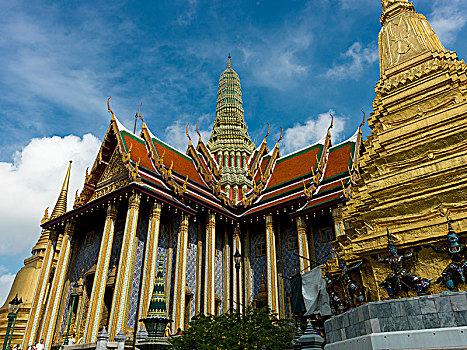 华丽,建筑,金色,雕塑,玉佛寺,寺院,曼谷,泰国