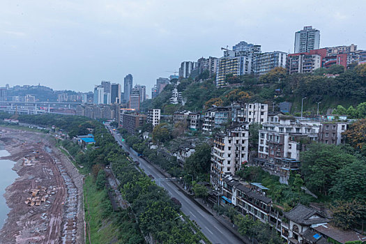 重庆渝中区长江大桥及周边景观