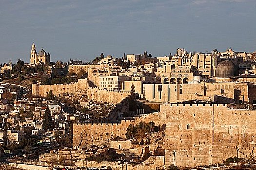 以色列,耶路撒冷,老城墙,清真寺,山,锡安山,教堂