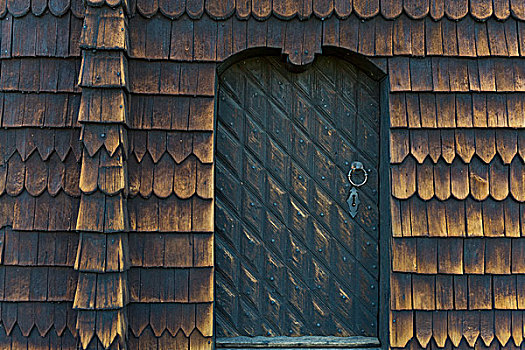 入口,门,老,木质,教堂,史马兰,瑞典,欧洲