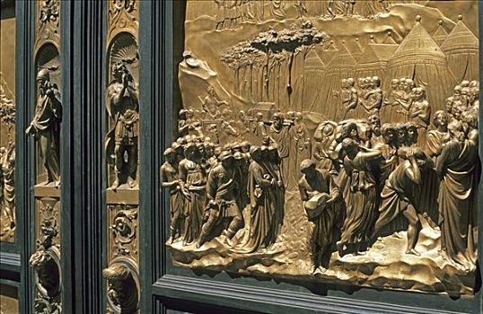 镀金,青铜,门口,洗礼堂,佛罗伦萨,托斯卡纳,意大利