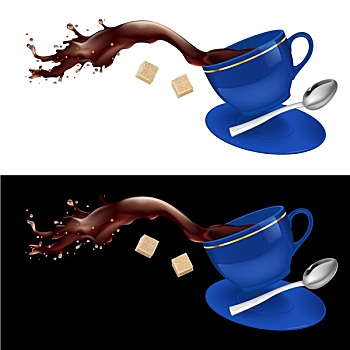 咖啡,蓝色,杯子