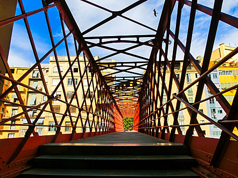 铁桥,色彩,房子,赫罗纳