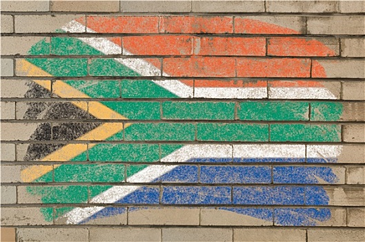 旗帜,南非,低劣,砖墙,涂绘,粉笔