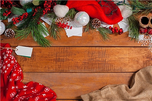 木桌子,圣诞装饰