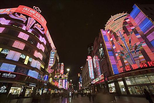 南京路,夜晚,上海,中国