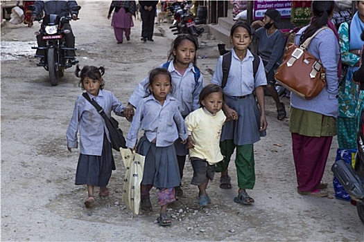 五个,穷,孩子,尼泊尔