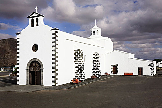教堂,靠近,兰索罗特岛,加纳利群岛,西班牙,欧洲