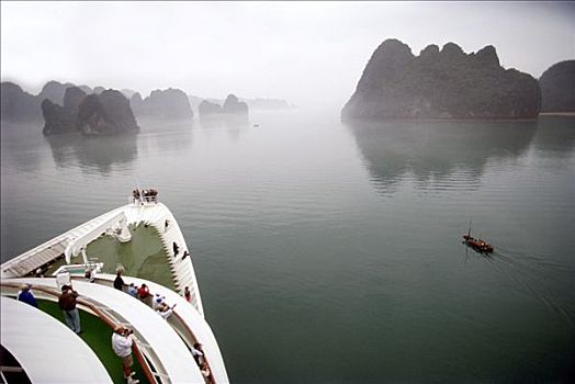 越南,下龙湾,游船,小,渔船
