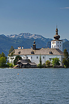 城堡,特劳恩湖,格蒙登,山,萨尔茨卡莫古特,上奥地利州,奥地利