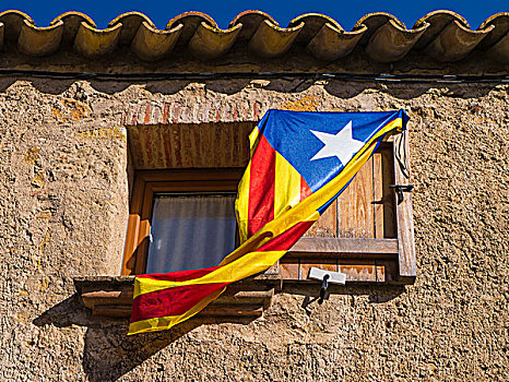 蓝色,旗帜,加泰罗尼亚,西班牙