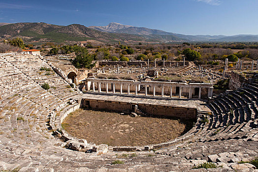 圆形剧场,古城,阿芙洛蒂西亚斯,城市,土耳其,亚洲