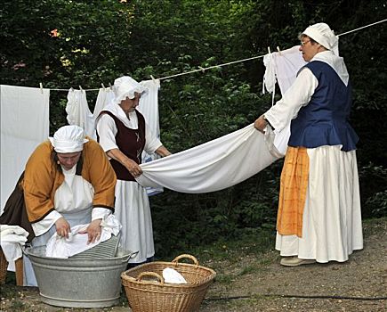生活,18世纪,洗衣服,女人,节日,内卡河,巴登符腾堡,德国,欧洲