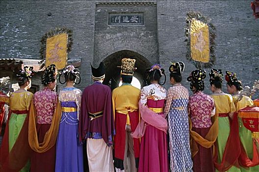城墙,人,衣服,唐代,服饰,西安,陕西,中国