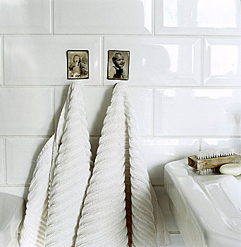 旧式,照片,增加,质朴,白色,砖瓦,浴室