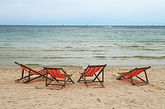 沙滩椅,夏天,苏梅岛,泰国