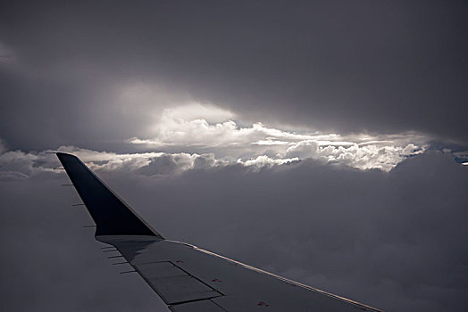翼,飞机,阳光,发光,乌云,阿斯托里亚,俄勒冈,美国