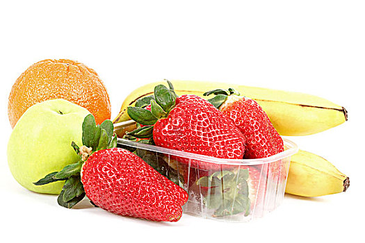 新鲜,饮食,水果,苹果,橙色,香蕉,草莓