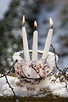 冰,器具,细枝,蜡烛
