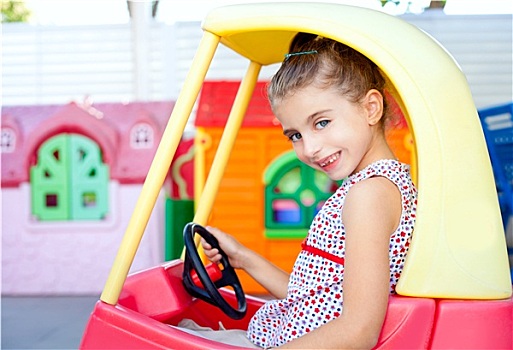 孩子,女孩,驾驶,玩具车