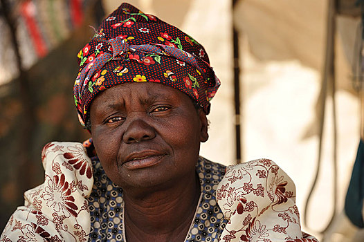 女人,彩色,头饰,头像,靠近,埃龙戈区,达马拉兰,纳米比亚,非洲