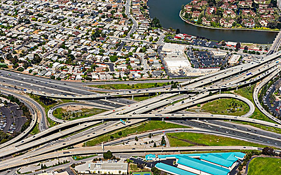 航拍,高速公路,连通,旧金山湾,区域,加利福尼亚,美国,北美