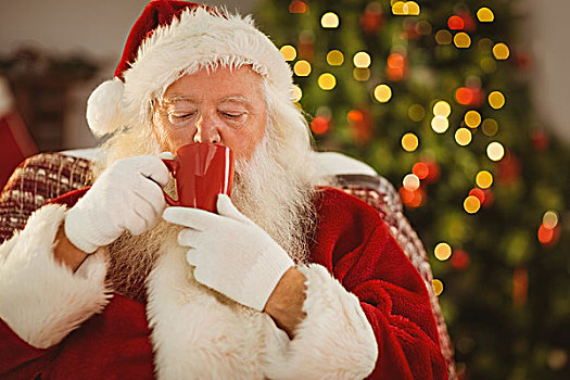 圣诞老人,喝,热饮