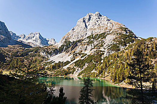 高山湖,背景,目的地,远足,区域,奥地利