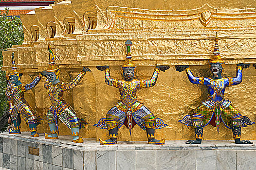 魔鬼,监护,塑像,寺院,曼谷,泰国