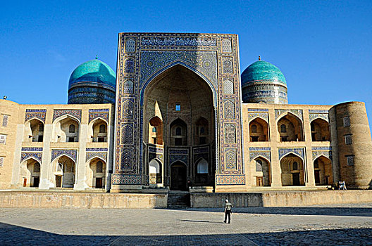 乌兹别克斯坦,布哈拉,一个,男人,仰视,清真寺