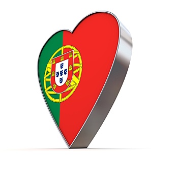 坚实,光泽,金属,心形,旗帜,葡萄牙
