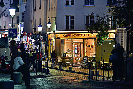 法国,巴黎,山,蒙马特尔,小丘广场,咖啡,纪念品店