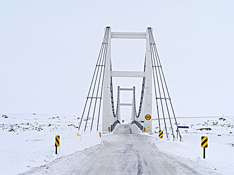桥,上方,河,冬天,冰岛高地,欧洲,北欧,冰岛,二月,大幅,尺寸