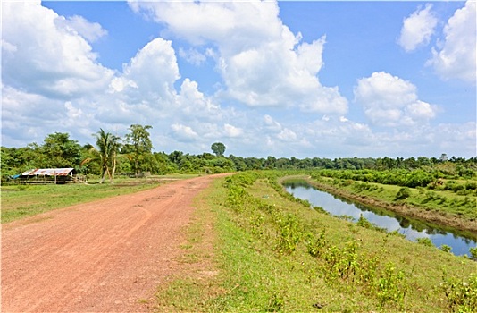 红色,乡村道路,运河