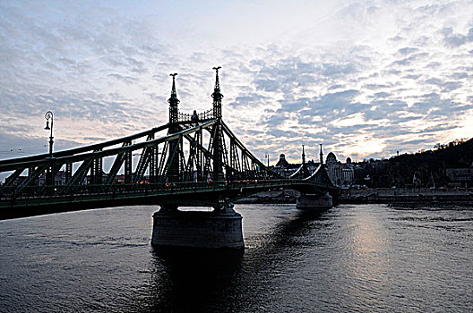 自由,桥,上方,多瑙河,布达佩斯