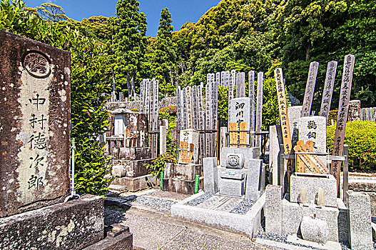 老,墓穴,墓石,死亡,佛教,墓地,楼上,后面,庙宇,古老,京都,日本