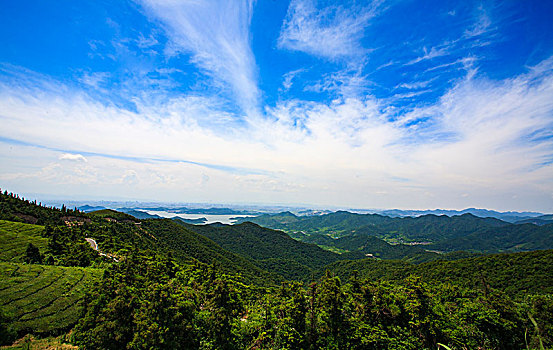 远眺,山,湖,远方