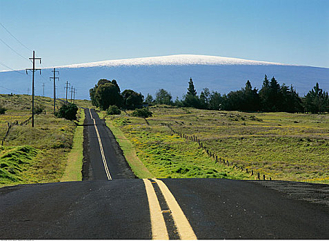 雪,夏威夷火山国家公园,公路,夏威夷大岛