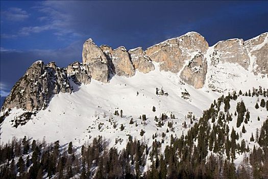 山脊,冬天,阿亨湖地区,提洛尔,奥地利,欧洲