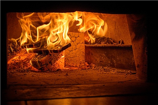 比萨饼,木头,炉子