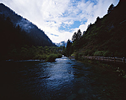 四川九寨沟水景,全景