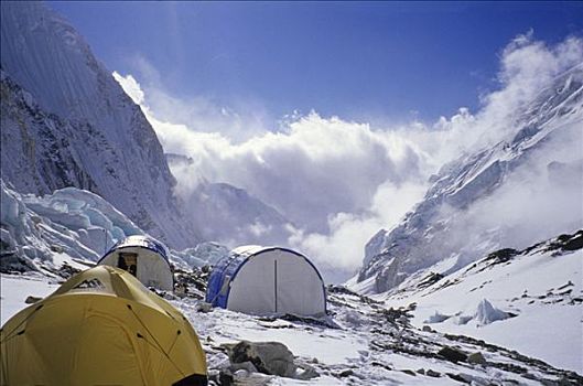 帐篷,露营,西部,珠穆朗玛峰,喜马拉雅山,尼泊尔