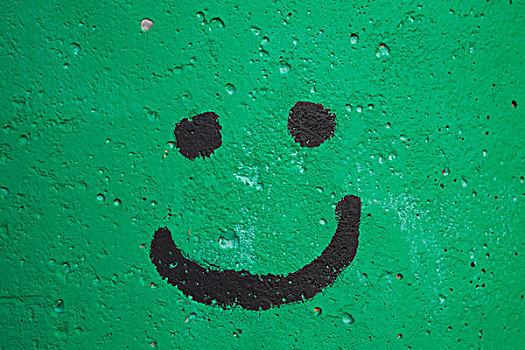 笑脸,绿色,水泥