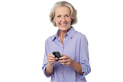 老人,女人,发短信,手机