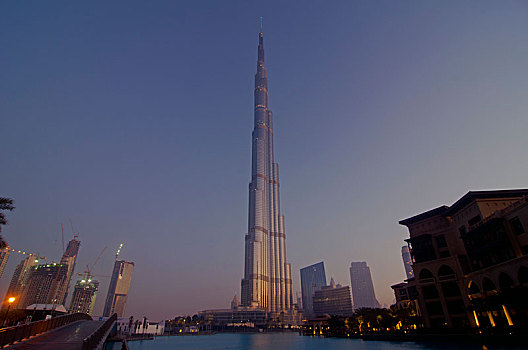 哈利法,迪拜塔,黎明,最高,建筑,世界,酋长国,迪拜,阿联酋,亚洲