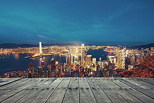 空,香港,城市,夜晚,背景