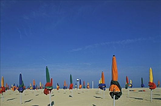 海滩,多维耶,伞