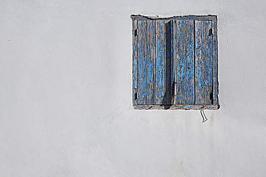 帕福斯,塞浦路斯,白墙,窗户,淡蓝色,百叶窗